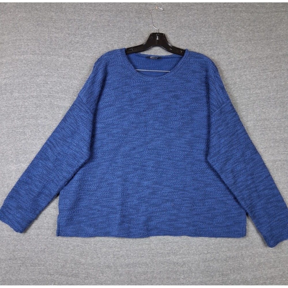 Eddie Bauer Womens Sweater XL Blue Knit Boxy Coastal Timeless Cabin Cozy